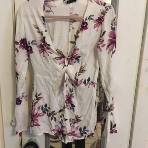 Floral Flared Sleeve Romper